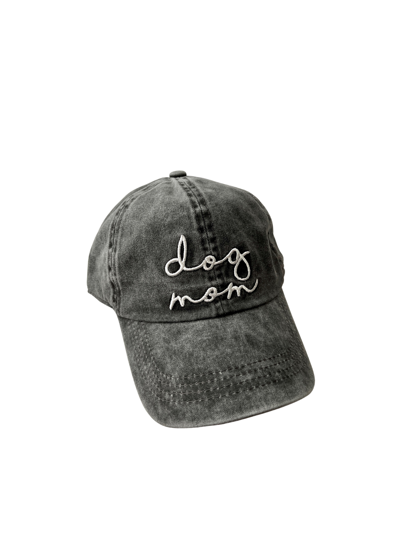Dog Mom Hat- Embroidered Cursive Text