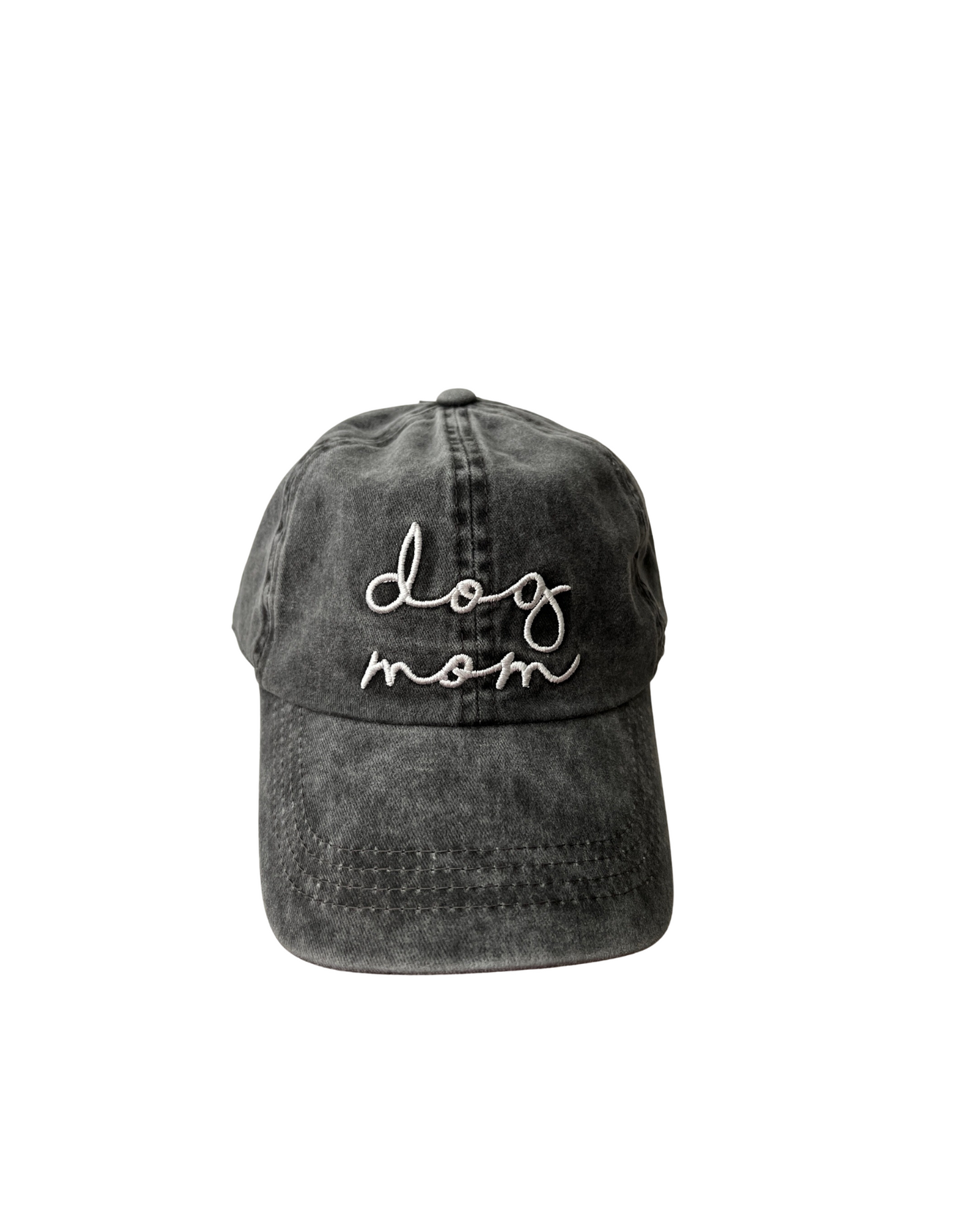 Dog Mom Hat- Embroidered Cursive Text