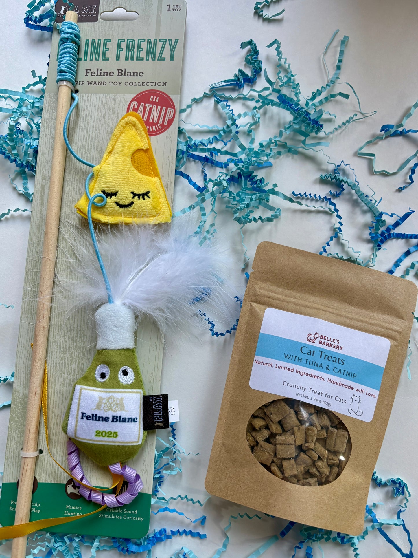 NEW Cat Bundle- Feline Blanc Wand Toy & Treats