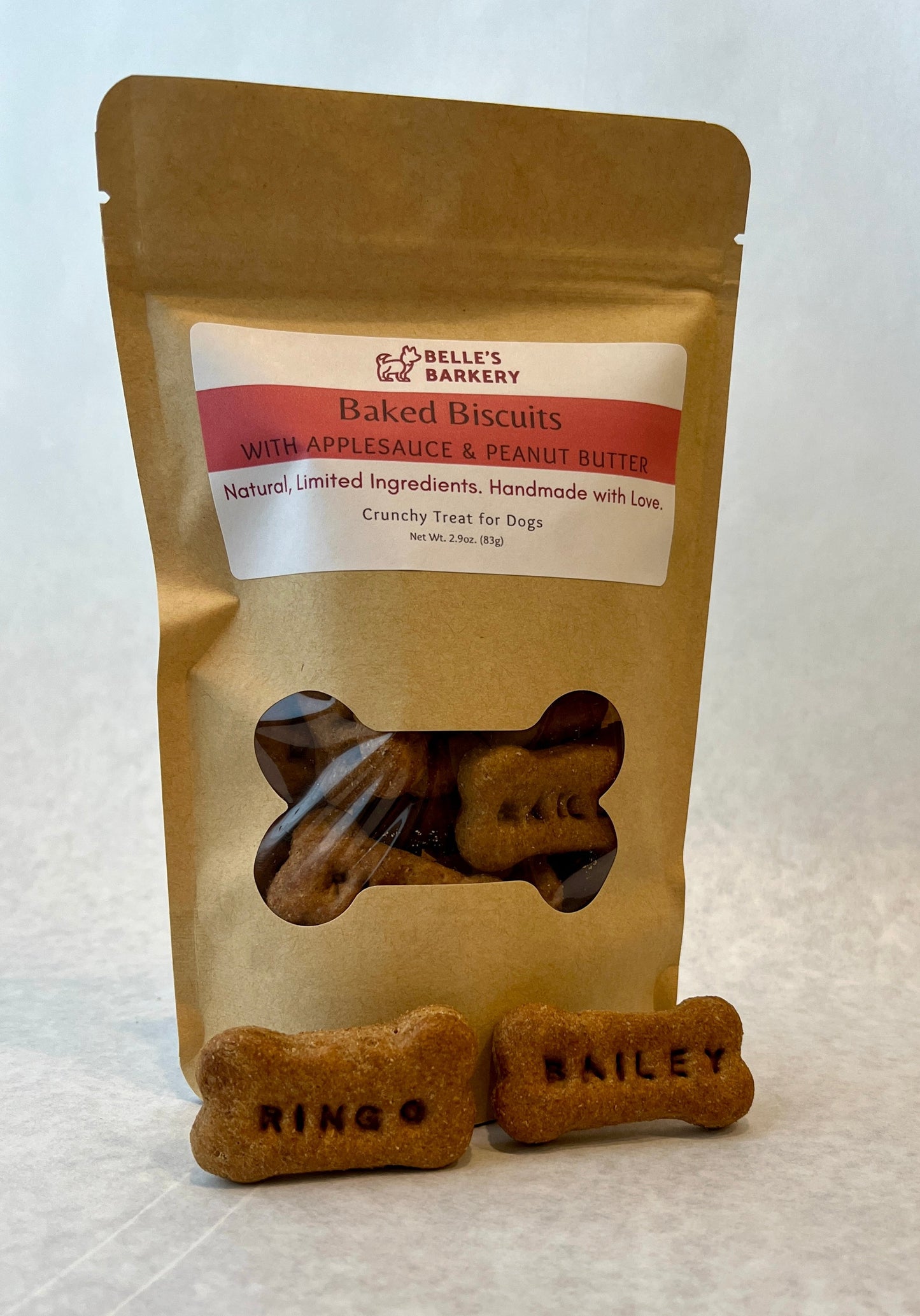 Personalized Dog Treats- Standard Bag of Baked Biscuits with Applesauce & Peanut Butter