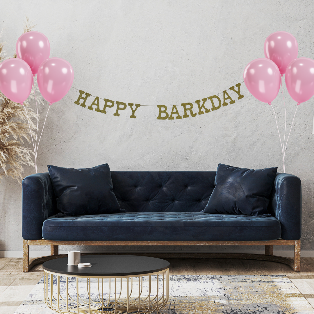 Gold Glitter Paper Banner- Happy Barkday
