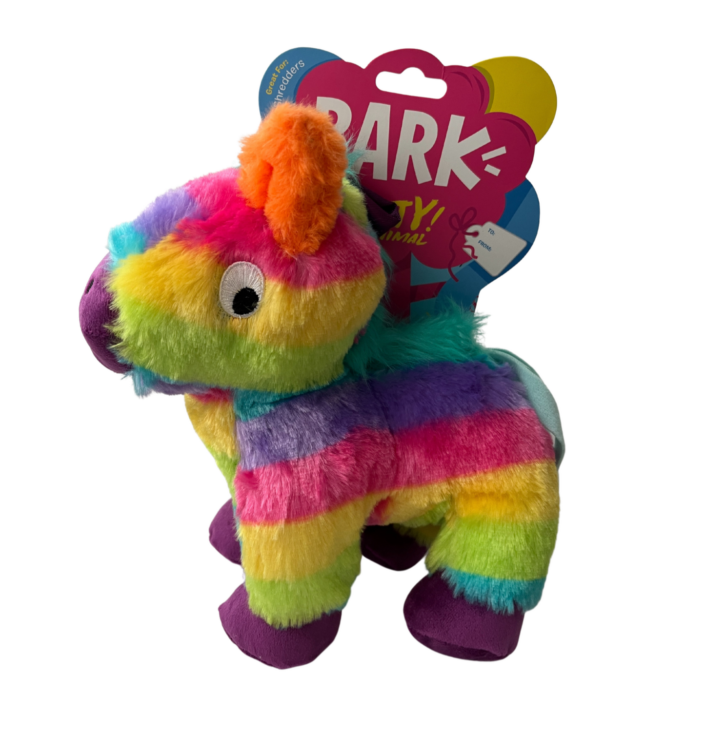 BARK birthday dog toy. Plush pinata toy with squeaker.