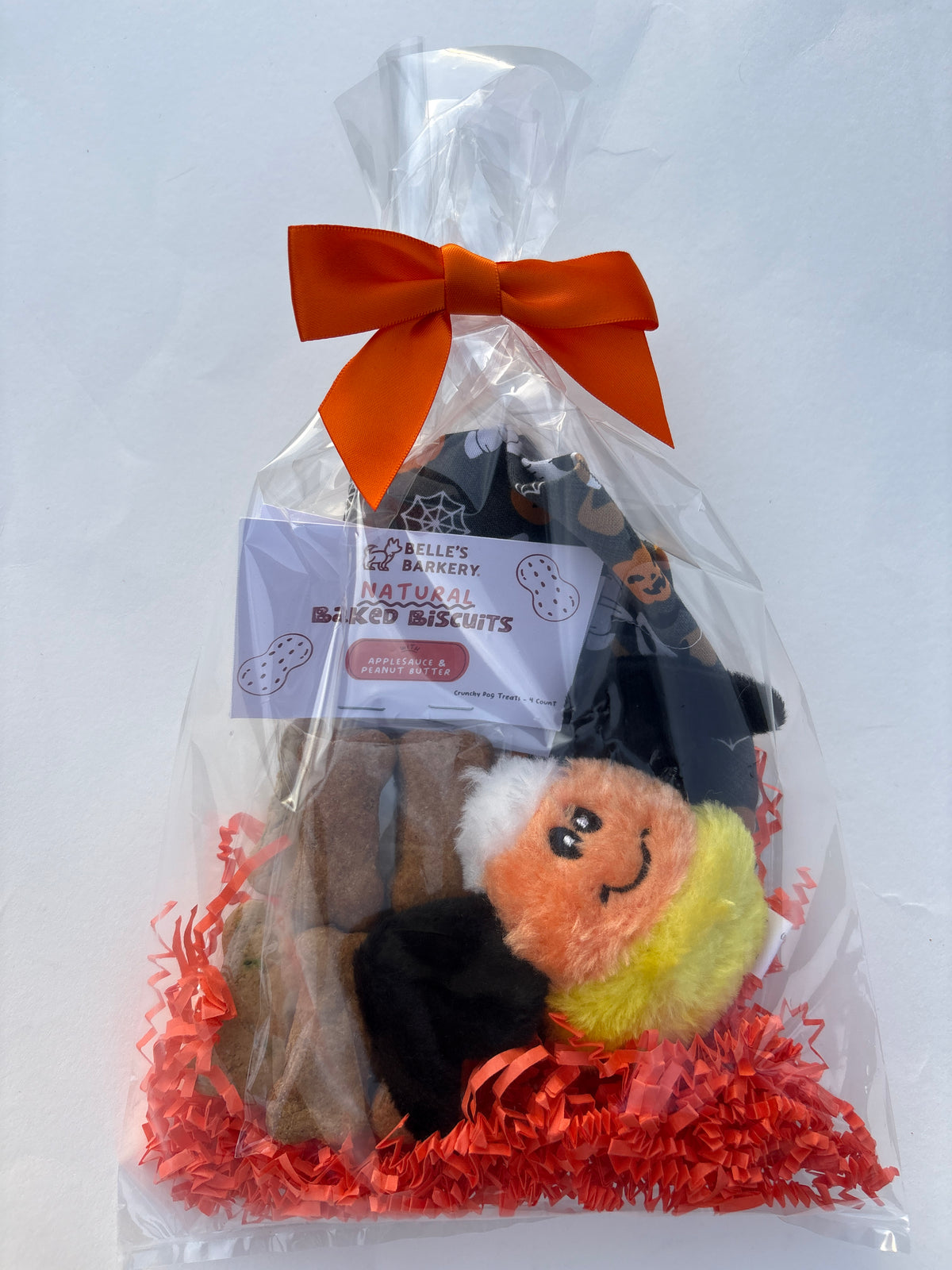 Halloween Bundle- Toy, Handmade Bandana, & Treats for Dogs