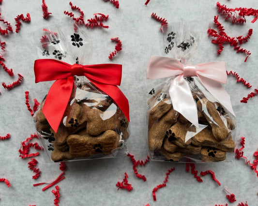 Dog Treats packaged with red or pink bow