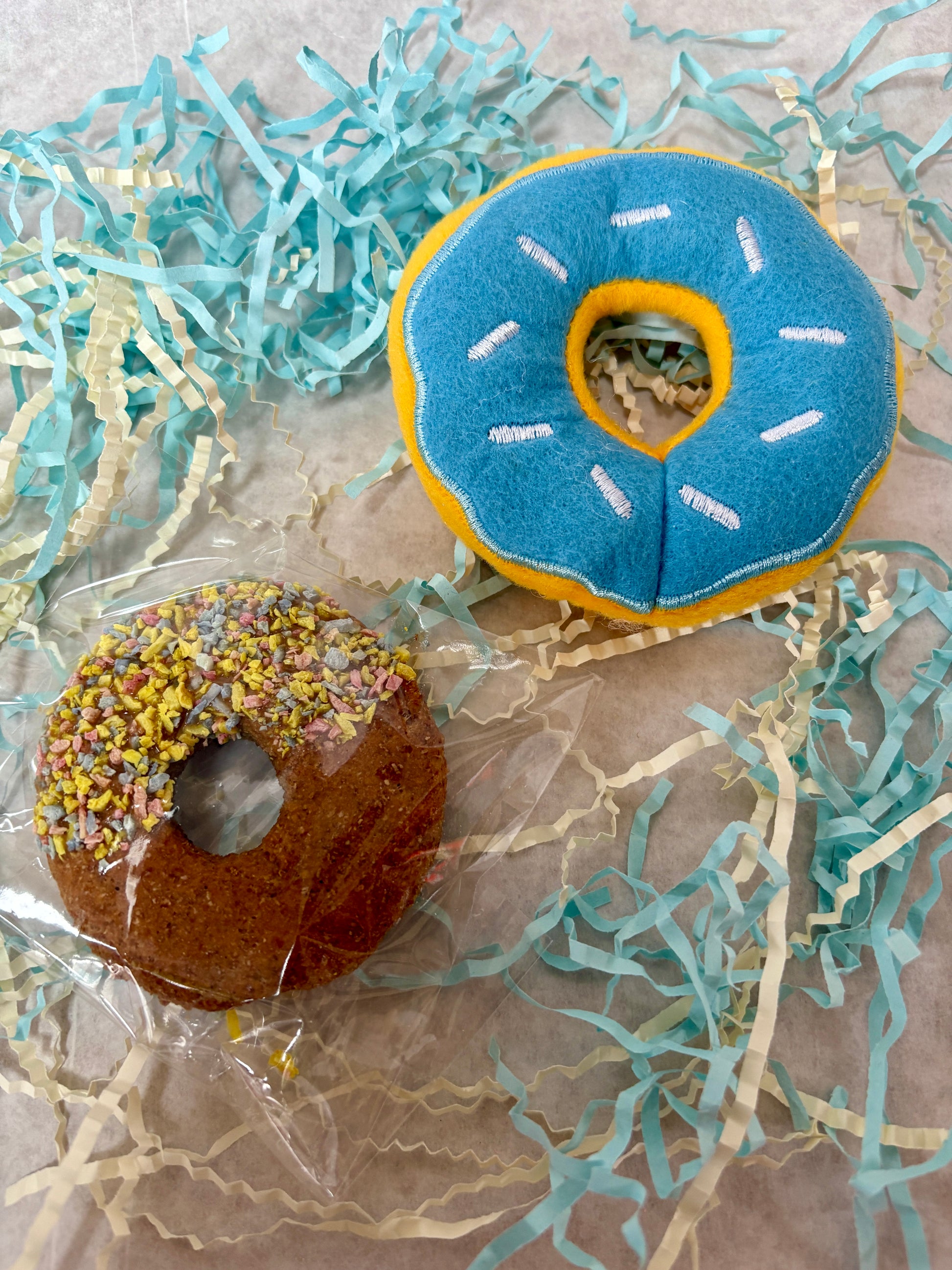 Blue Birthday Bundle - Mini Donut Toy & Crunchy Donut Treat