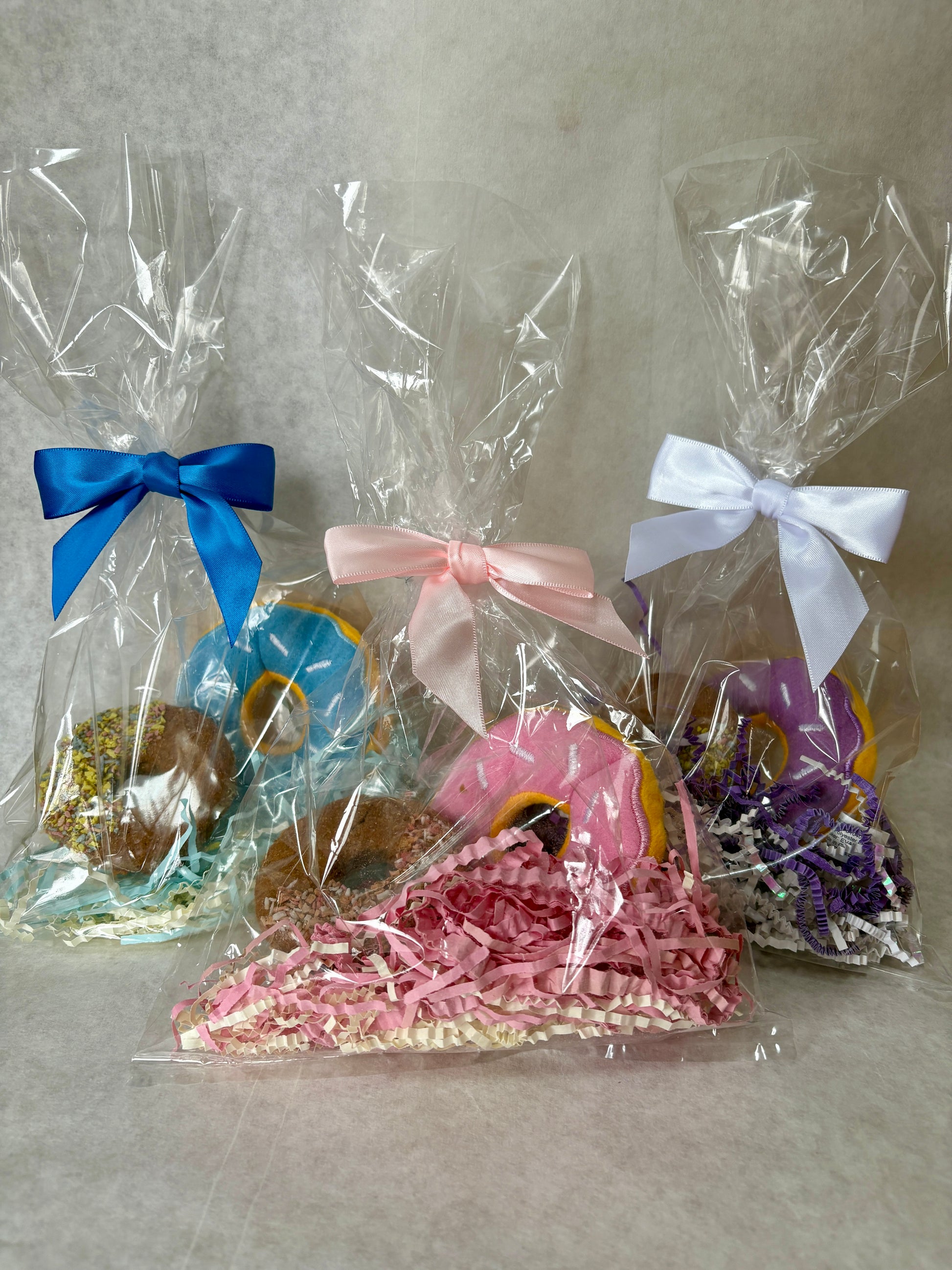 Blue, Pink, & Purple Birthday Bundle - Mini Donut Toy & Crunchy Donut Treat