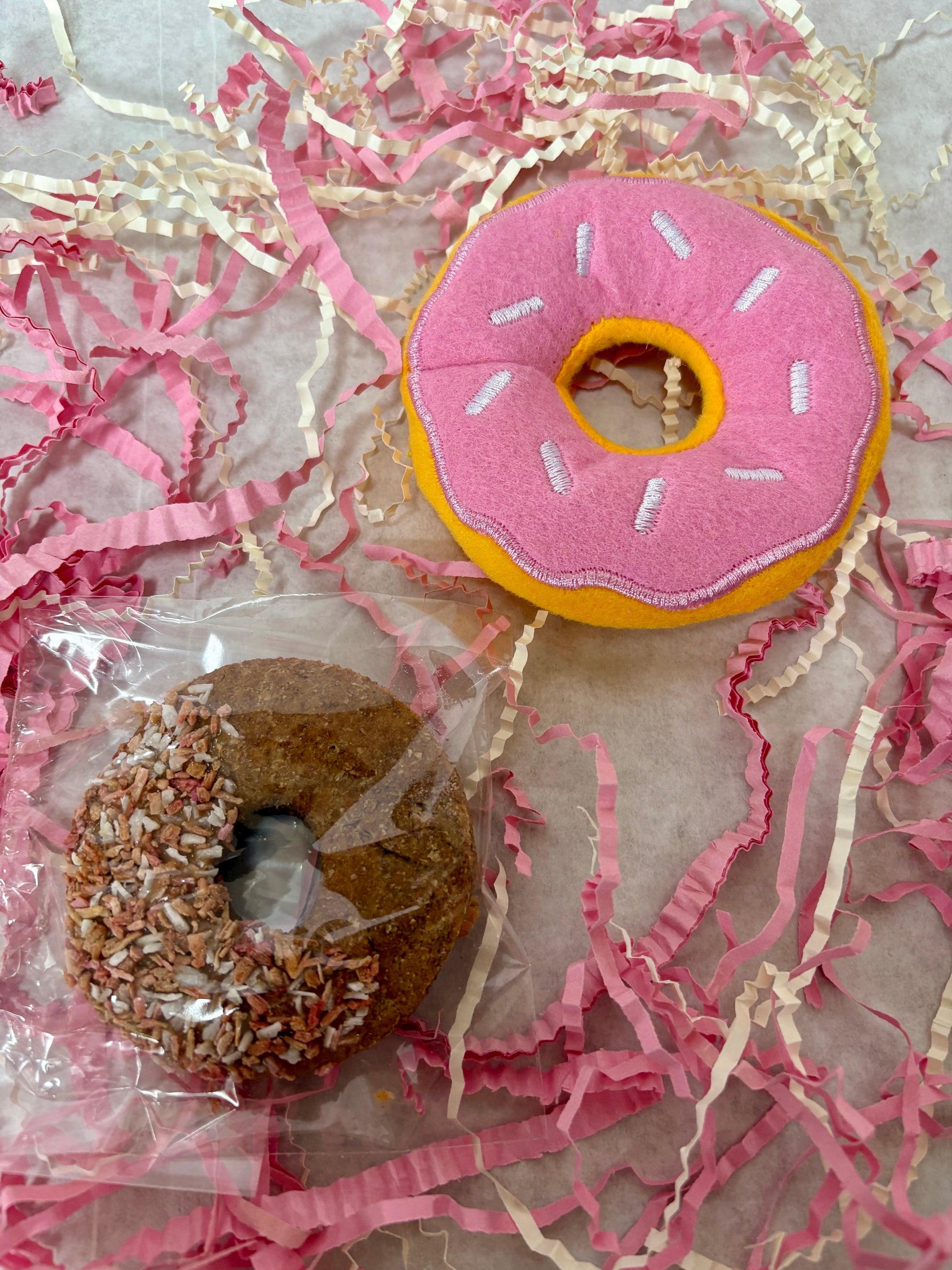 Pink Birthday Bundle - Mini Donut Toy & Crunchy Donut Treat