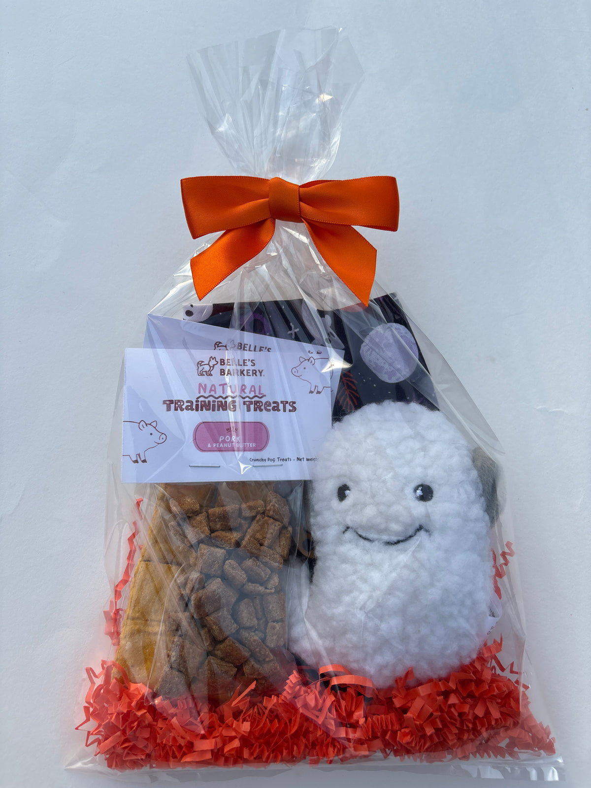 Halloween Bundle- Toy, Handmade Bandana, & Treats for Dogs