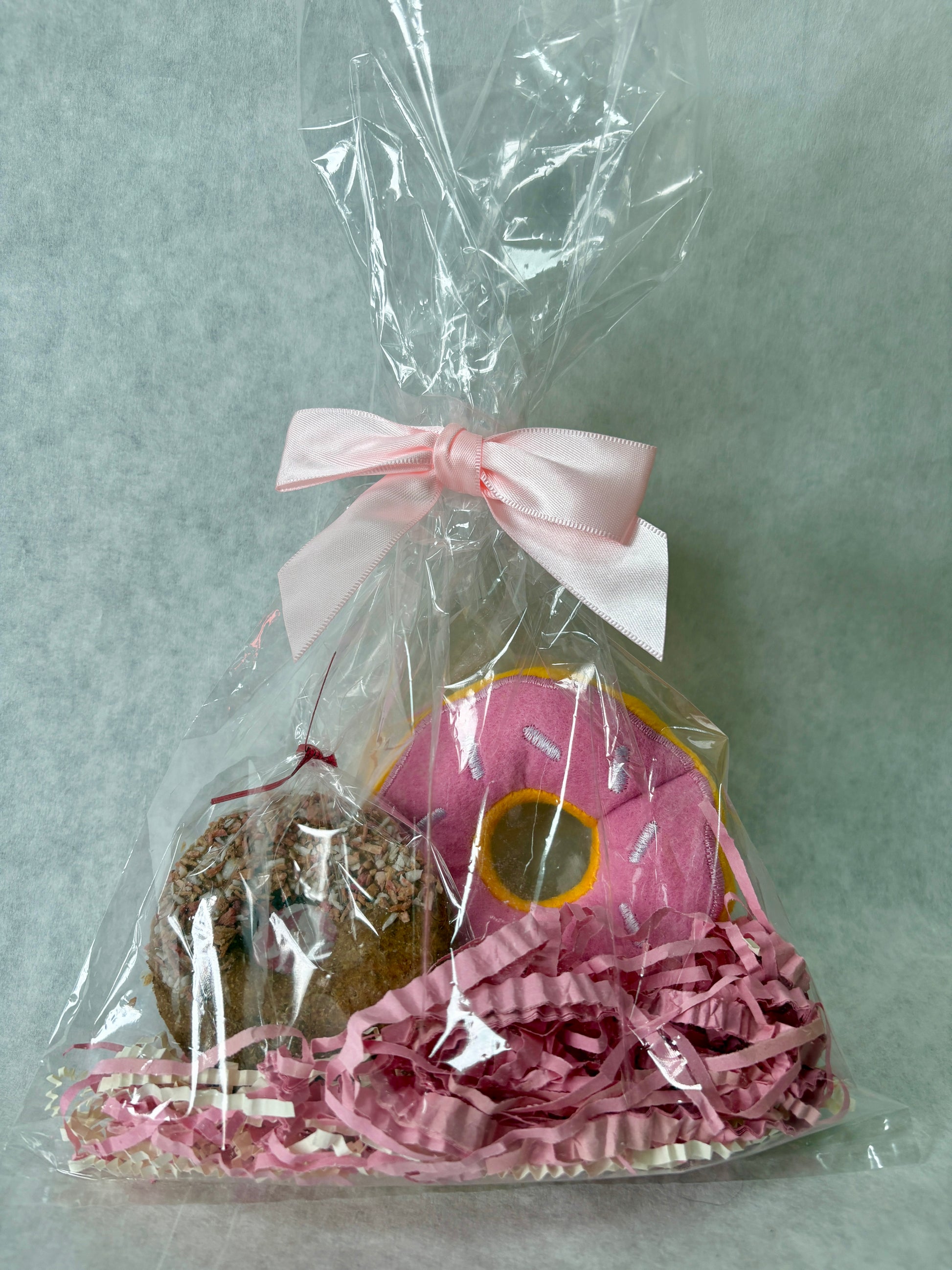 Pink Birthday Bundle - Mini Donut Toy & Crunchy Donut Treat