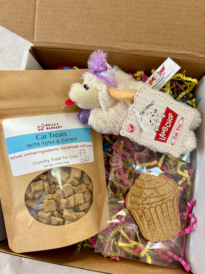 Cat Birthday Box with Treats and Lamb Chop