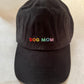 Black Dog Mom hat with rainbow letters