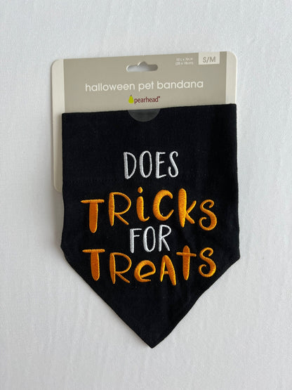 Tricks for Treats S/M Halloween Dog Bandana
