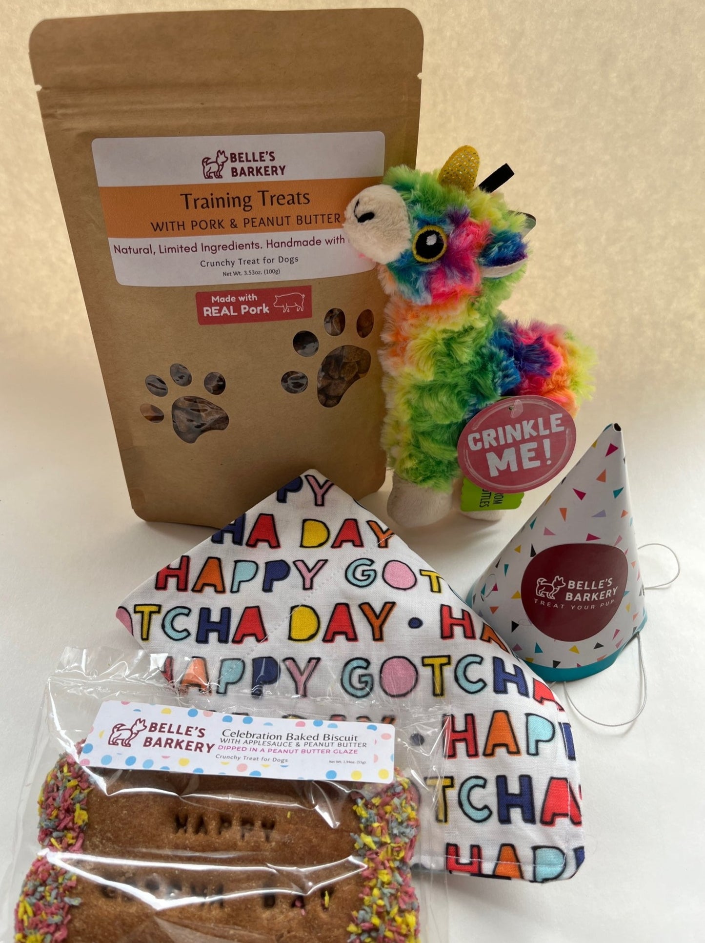 Gotcha Day box of treats & toy for dogs
