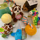 Toy options- choose from a mini plush animal toy or a bouncy ball or rope toy