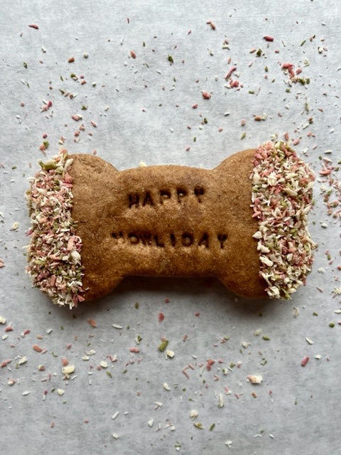 Happy HOWLidays Celebration Baked Biscuits with Applesauce & Peanut Butter treat for Dogs