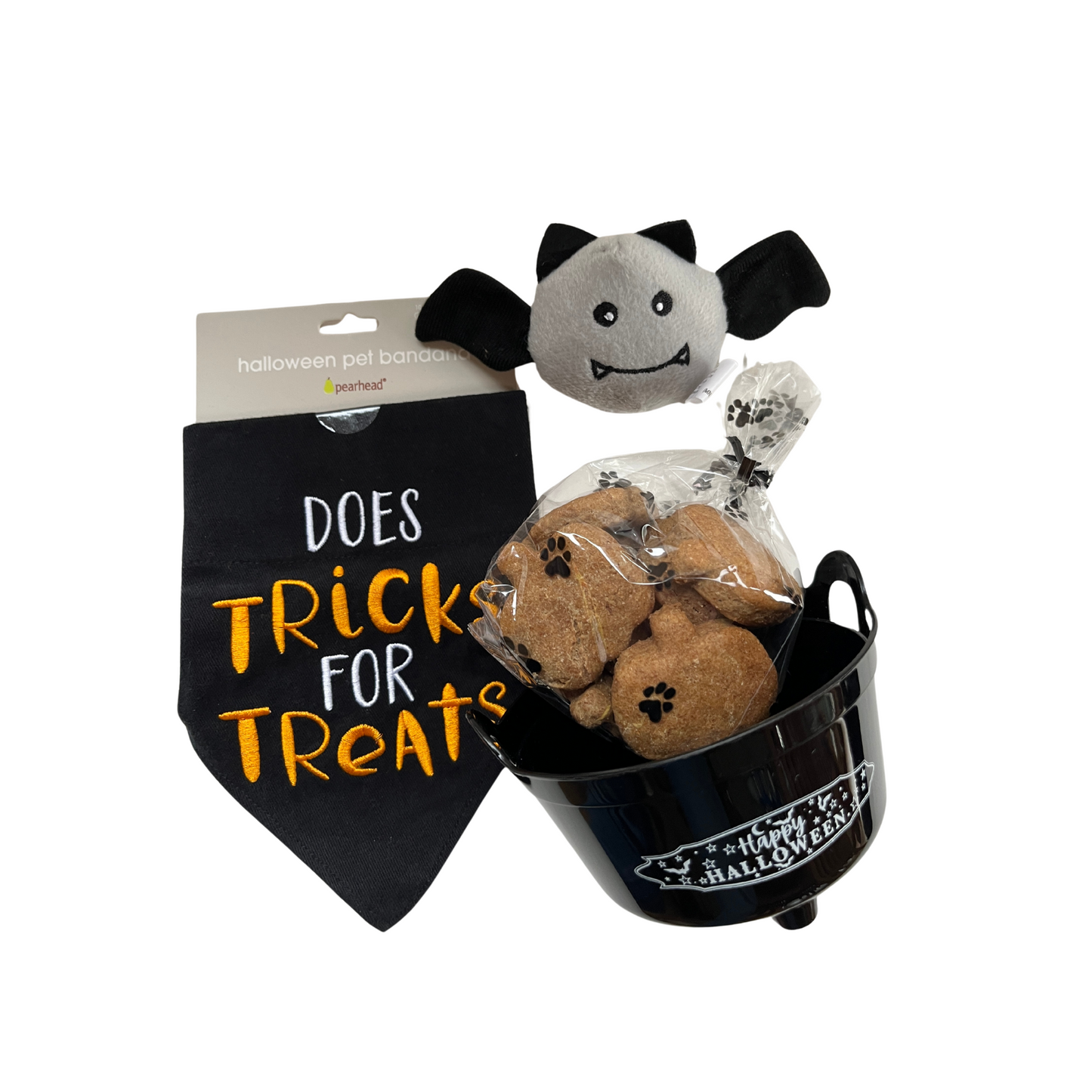 Halloween Bundle with Spooky Bat Toy and Does Tricks for Treats Bandana