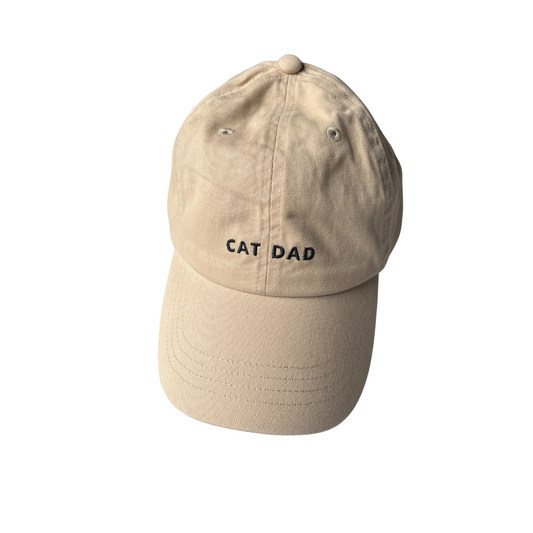 Khaki Cat Dad hat with black letters