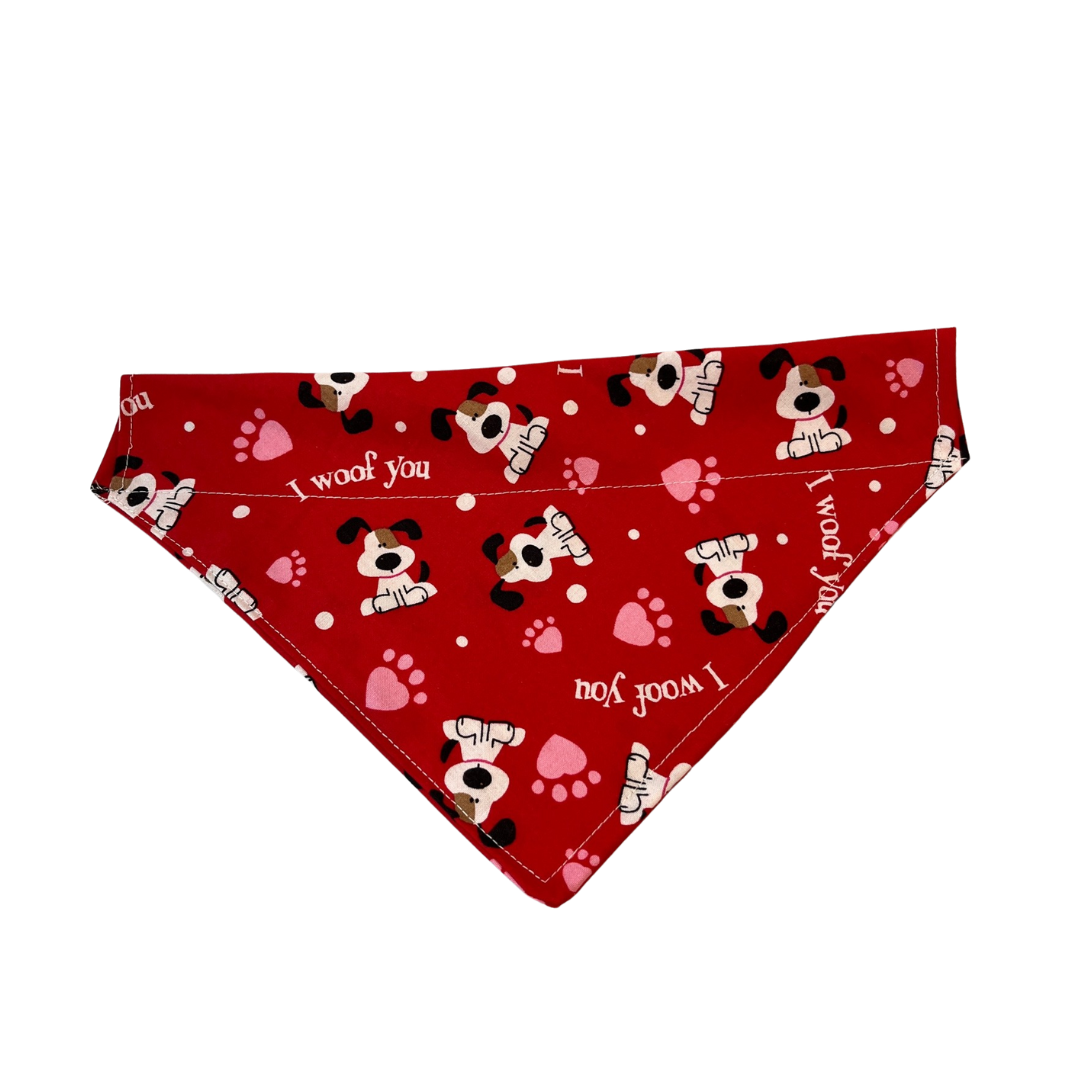 Handmade "I Woof You" Valentine's Day Bandana