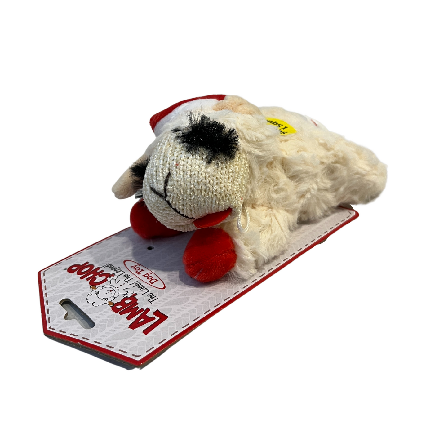 Multipet Holiday Lamb Chop Dog Toy with Santa Hat- 6"